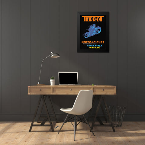Terrot Motorcycles and Bicycles Black Modern Wood Framed Art Print by Unknown