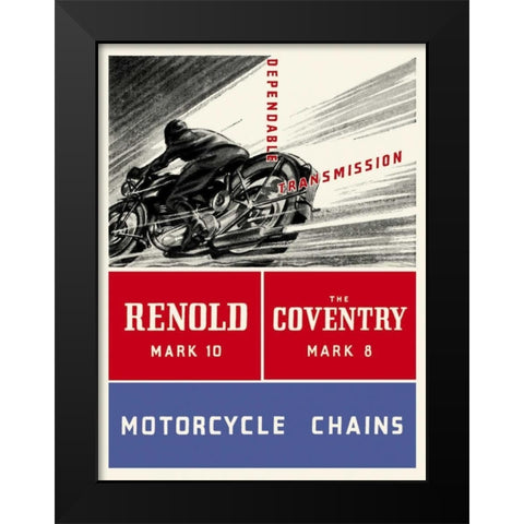 Reynold Mark 10 Motorcycle Chains Black Modern Wood Framed Art Print by Unknown