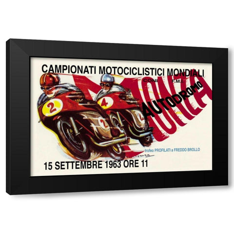 World Motorcycle Championship - 1963 Black Modern Wood Framed Art Print with Double Matting by Unknown