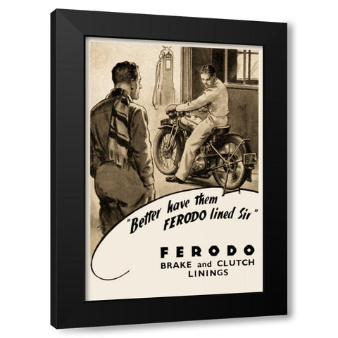 Ferodo Brake and Clutch Linings Black Modern Wood Framed Art Print by Unknown