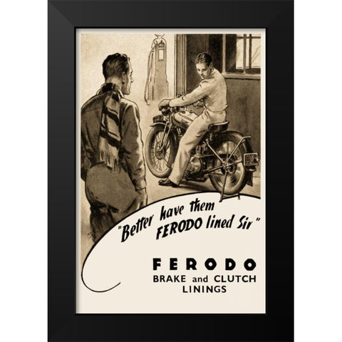 Ferodo Brake and Clutch Linings Black Modern Wood Framed Art Print by Unknown