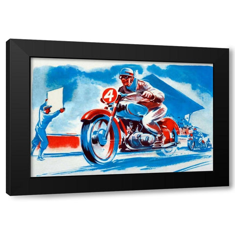 No. 4 Motorcycle Black Modern Wood Framed Art Print with Double Matting by Unknown