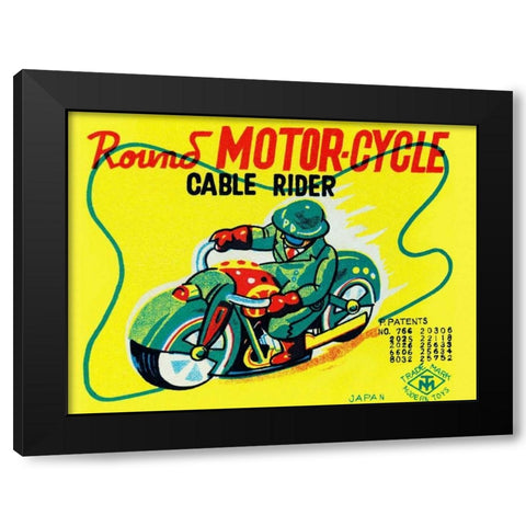 Round Motor-cycle Cable Rider Black Modern Wood Framed Art Print by Unknown