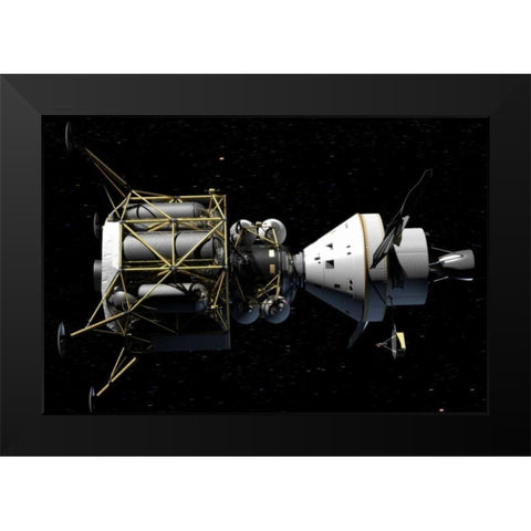 Altair and Orion spacecraft: conceptual rendering Black Modern Wood Framed Art Print by NASA