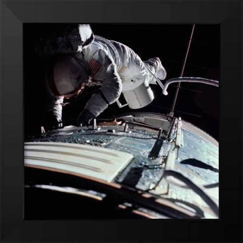 Extra Vehicular Activity, Apollo 17, 1972 Black Modern Wood Framed Art Print by NASA