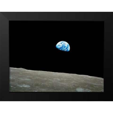 Earthrise, Apollo 8, December 24, 1968 Black Modern Wood Framed Art Print by NASA