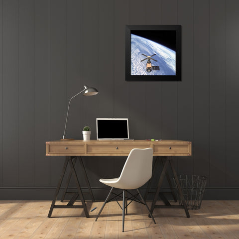 Skylab Orbital Workshop, viewed from Skylab 4 CSM, 1974 Black Modern Wood Framed Art Print by NASA