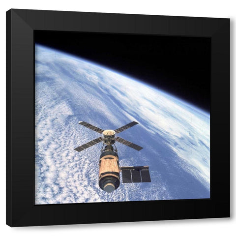 Skylab Orbital Workshop, viewed from Skylab 4 CSM, 1974 Black Modern Wood Framed Art Print by NASA