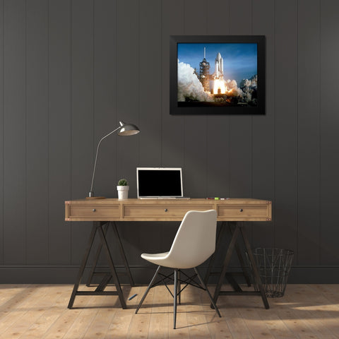 Launch of the First Flight of Space Shuttle Columbia, 1981 Black Modern Wood Framed Art Print by NASA