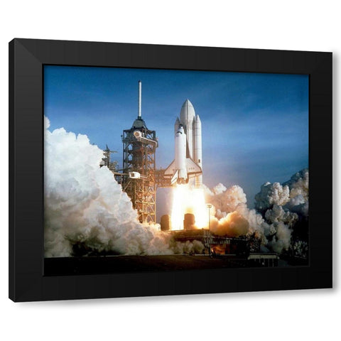 Launch of the First Flight of Space Shuttle Columbia, 1981 Black Modern Wood Framed Art Print with Double Matting by NASA