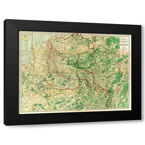 Hammonds Large Scale War Map of the Western Front, 1917 Black Modern Wood Framed Art Print with Double Matting by Hammond, C.S.