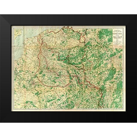 Hammonds Large Scale War Map of the Western Front, 1917 Black Modern Wood Framed Art Print by Hammond, C.S.