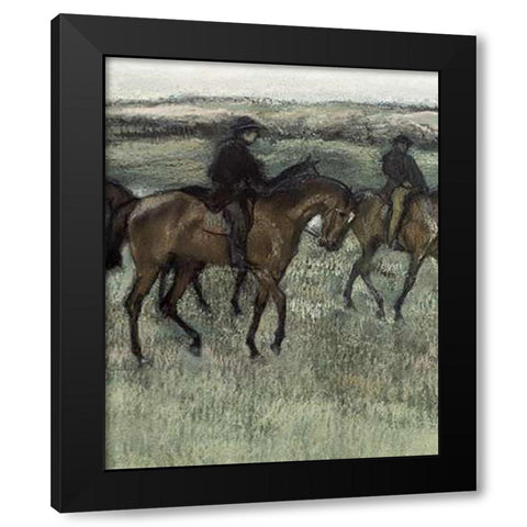 Race Horses (center) Black Modern Wood Framed Art Print by Degas, Edgar