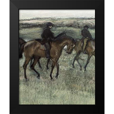 Race Horses (center) Black Modern Wood Framed Art Print by Degas, Edgar