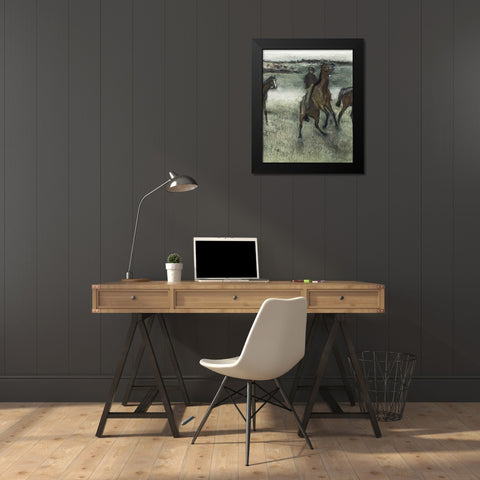 Race Horses (right) Black Modern Wood Framed Art Print by Degas, Edgar
