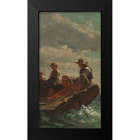 Breezing Up (center) Black Modern Wood Framed Art Print by Homer, Winslow