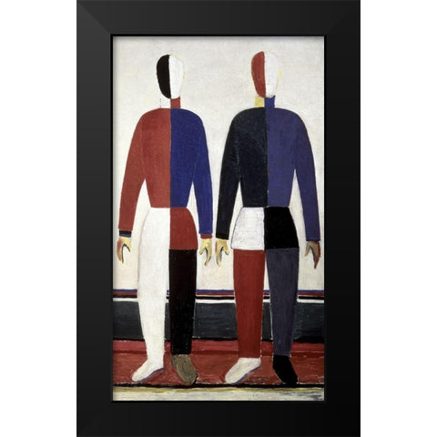Sportsmen (right) Black Modern Wood Framed Art Print by Malevich, Kazimir