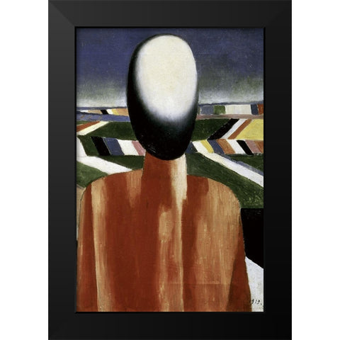 Two Farmers (right) Black Modern Wood Framed Art Print by Malevich, Kazimir