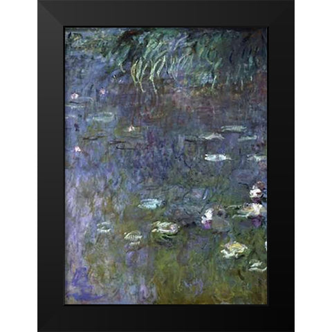 Water Lilies: Morning, c. 1914-26 (right) Black Modern Wood Framed Art Print by Monet, Claude