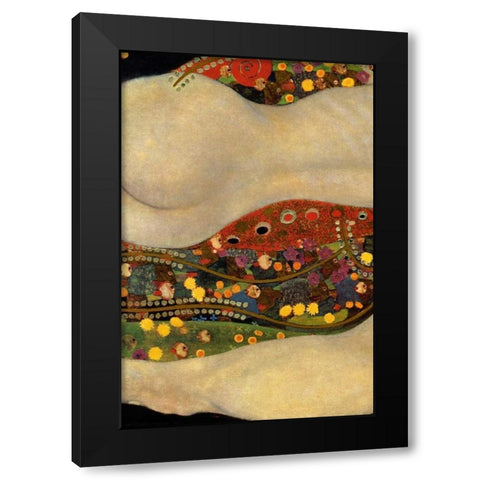 Sea Serpents V - left Black Modern Wood Framed Art Print with Double Matting by Klimt, Gustav