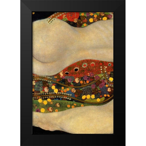 Sea Serpents V - left Black Modern Wood Framed Art Print by Klimt, Gustav