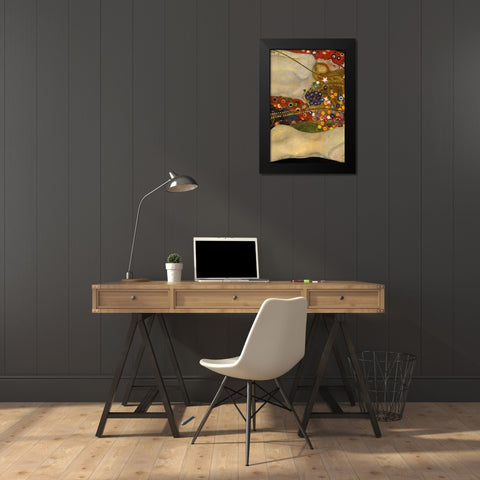 Sea Serpents V - center Black Modern Wood Framed Art Print by Klimt, Gustav