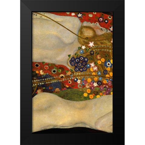 Sea Serpents V - center Black Modern Wood Framed Art Print by Klimt, Gustav