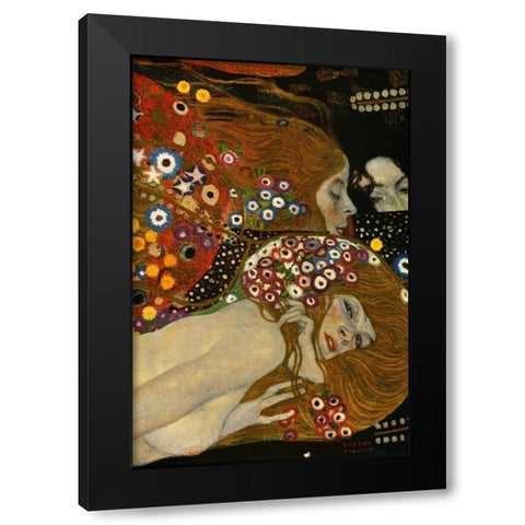 Sea Serpents V - right Black Modern Wood Framed Art Print with Double Matting by Klimt, Gustav