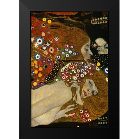 Sea Serpents V - right Black Modern Wood Framed Art Print by Klimt, Gustav