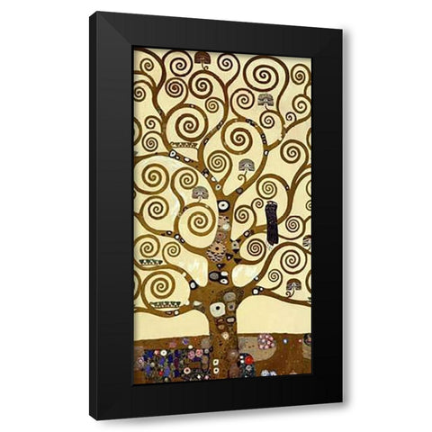 The Stoclet Frieze (center) Black Modern Wood Framed Art Print with Double Matting by Klimt, Gustav