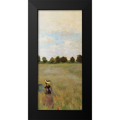 Field Of Poppies (Les Coquelicots) 1873 (right) Black Modern Wood Framed Art Print by Monet, Claude