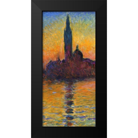 Twilight Venice - left Black Modern Wood Framed Art Print by Monet, Claude