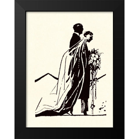 Couple Side by Side Moving Toward a Wedding Ceremony Black Modern Wood Framed Art Print by Parrish, Maxfield