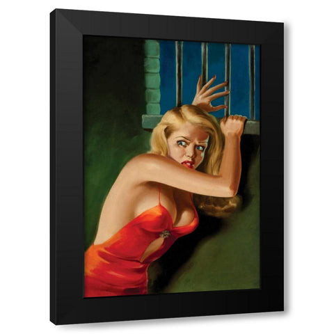 The Prisoner - Pulp Cover Black Modern Wood Framed Art Print with Double Matting by Driben, Peter