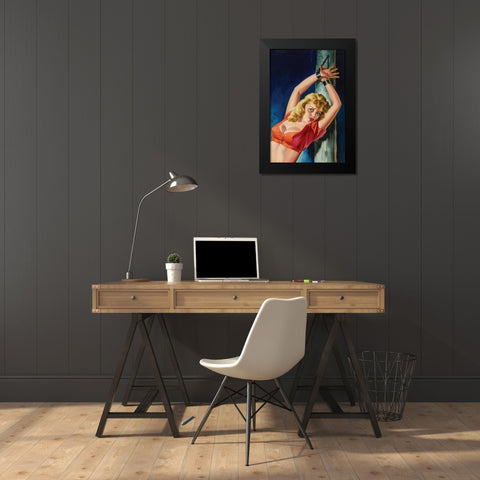 Pulp Cover - The Captive Black Modern Wood Framed Art Print by Driben, Peter