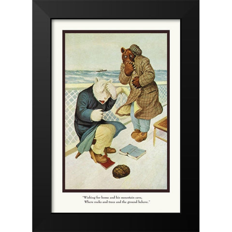Teddy Roosevelts Bears: Teddy B and Teddy G Are Seasick Black Modern Wood Framed Art Print by Culver, R.K.