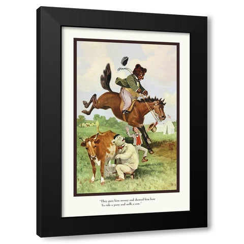 Teddy Roosevelts Bears: Teddy B and Teddy G on the Farm Black Modern Wood Framed Art Print with Double Matting by Culver, R.K.