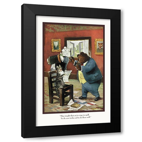 Teddy Roosevelts Bears: That Cat Black Modern Wood Framed Art Print with Double Matting by Culver, R.K.