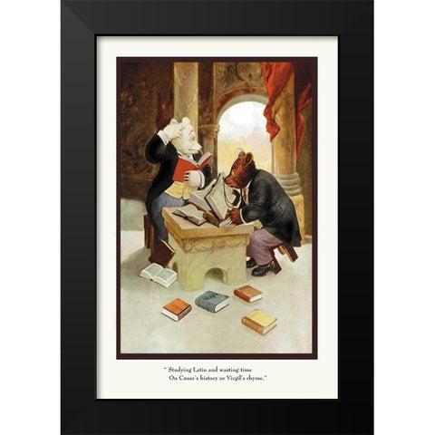 Teddy Roosevelts Bears: Teddy B and Teddy G Studying Latin Black Modern Wood Framed Art Print by Culver, R.K.