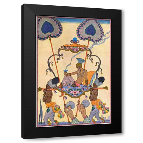 India Black Modern Wood Framed Art Print by Barbier, Georges