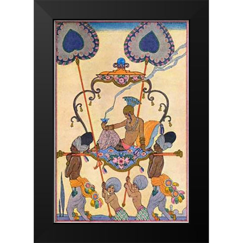 India Black Modern Wood Framed Art Print by Barbier, Georges