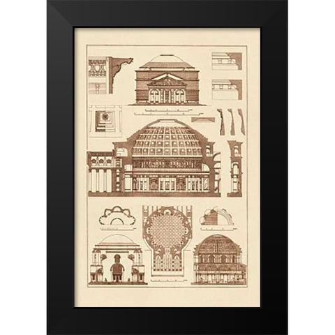 Roman Domical Vaulting Black Modern Wood Framed Art Print by Buhlmann, J.
