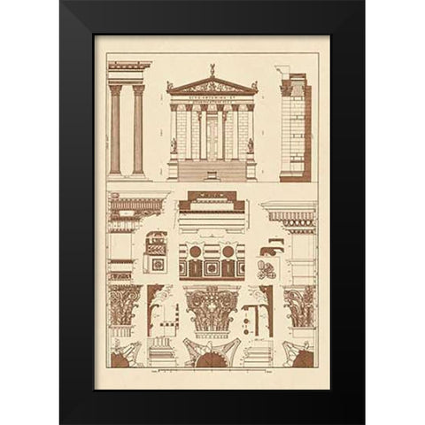 Temples of Antonius, Castor and Mars Black Modern Wood Framed Art Print by Buhlmann, J.