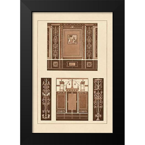 Ancient Wall Paintings Black Modern Wood Framed Art Print by Buhlmann, J.