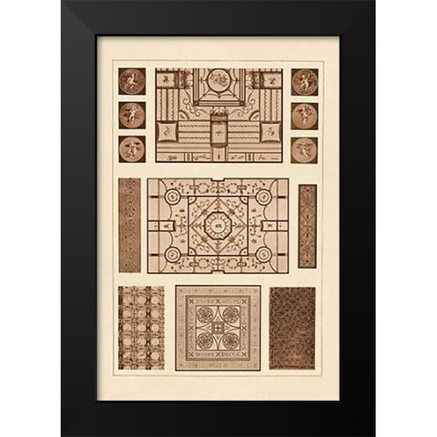 Painted Ceilings and Pavements from Pompeii Black Modern Wood Framed Art Print by Buhlmann, J.