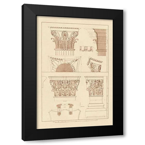 Ancient Capitals Black Modern Wood Framed Art Print by Buhlmann, J.