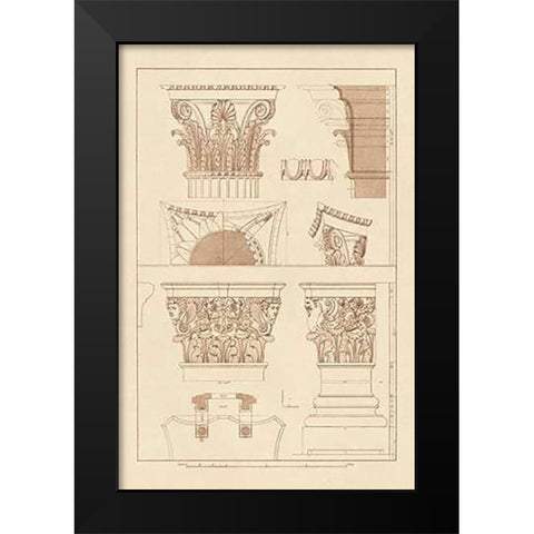 Ancient Capitals Black Modern Wood Framed Art Print by Buhlmann, J.
