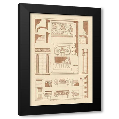 Ionic Capitals Black Modern Wood Framed Art Print by Buhlmann, J.