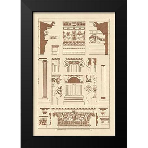 Entablatures and Capitals Black Modern Wood Framed Art Print by Buhlmann, J.