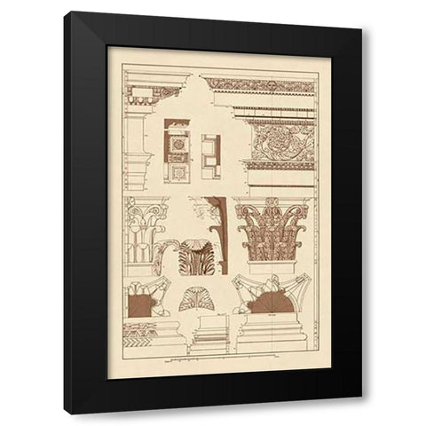 Entablatures, Capitals and Bases Black Modern Wood Framed Art Print by Buhlmann, J.